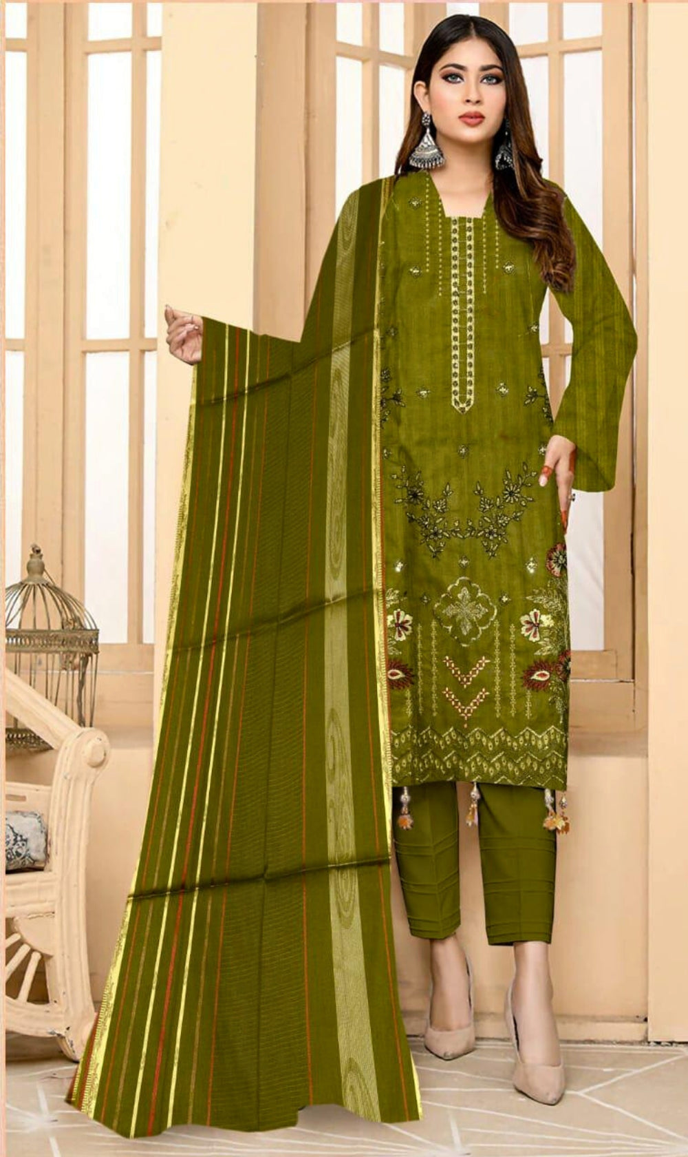 Shahi Libas 3 Pc Unstitched Suit 6 Colors | Maryam Collection