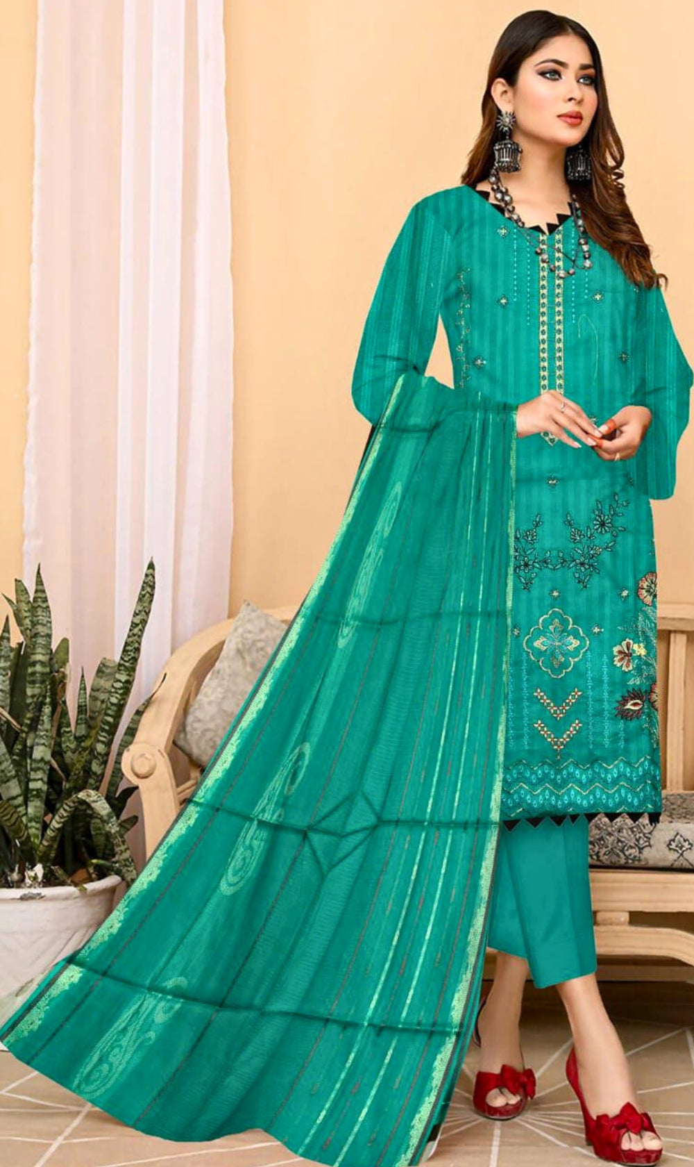 Shahi Libas 3 Pc Unstitched Suit 6 Colors | Maryam Collection