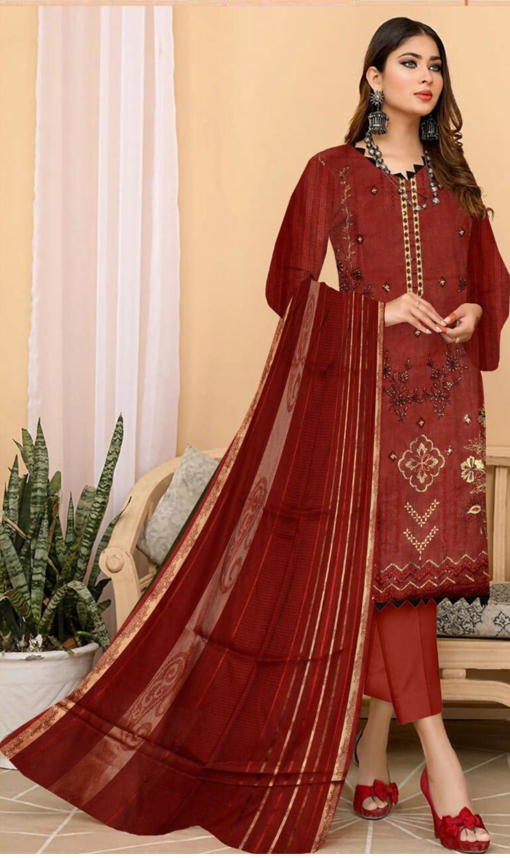 Shahi Libas 3 Pc Unstitched Suit 6 Colors | Maryam Collection