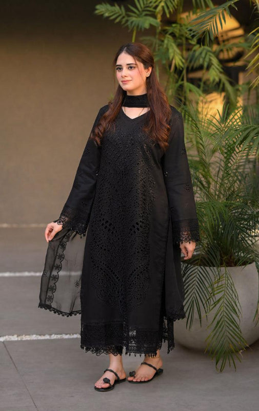 Jet black 3-pc unstitched