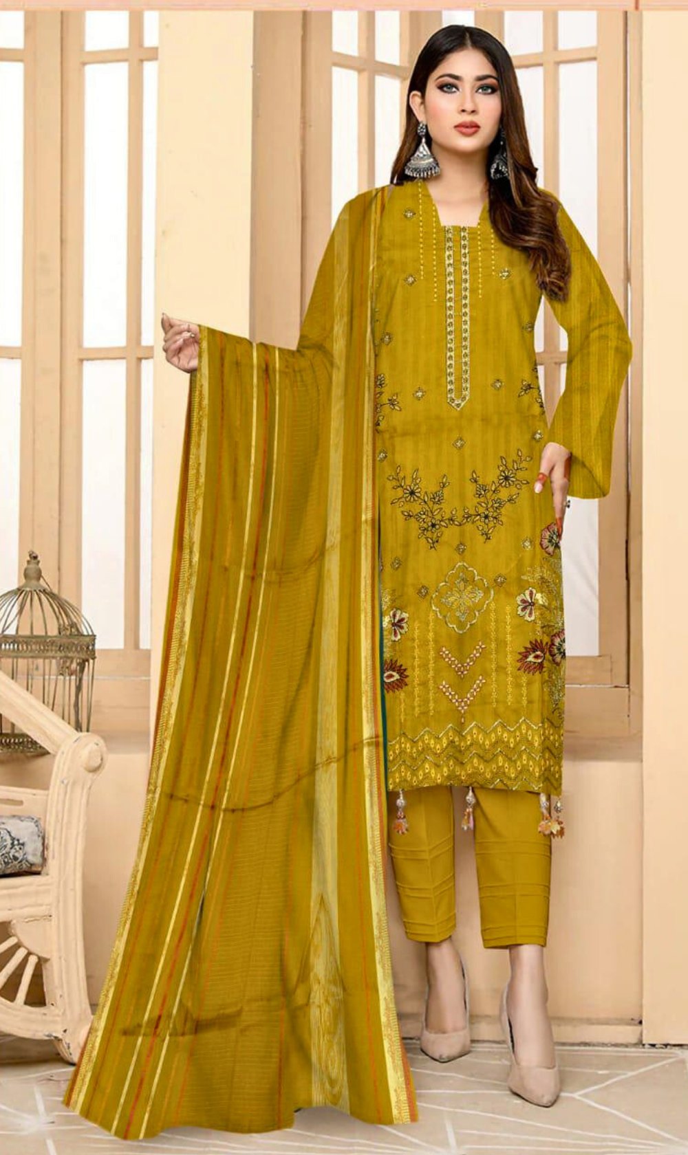 Shahi Libas 3 Pc Unstitched Suit 6 Colors | Maryam Collection