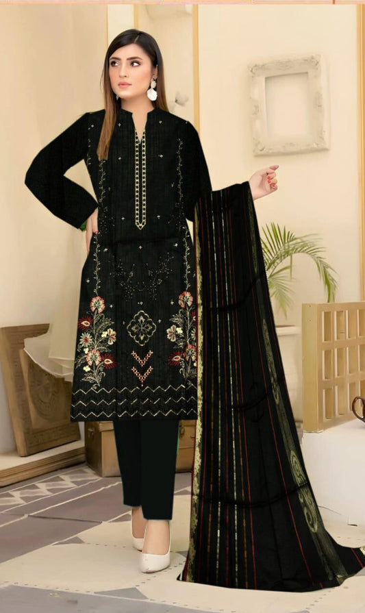 Shahi Libas 3 Pc Unstitched Suit 6 Colors | Maryam Collection