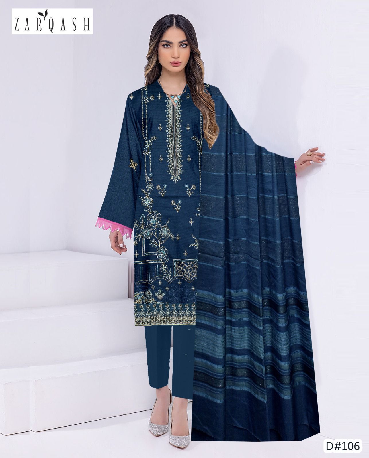 "Premium Winter Embroidery Dress & Shawl Set"UNSTITCHED
