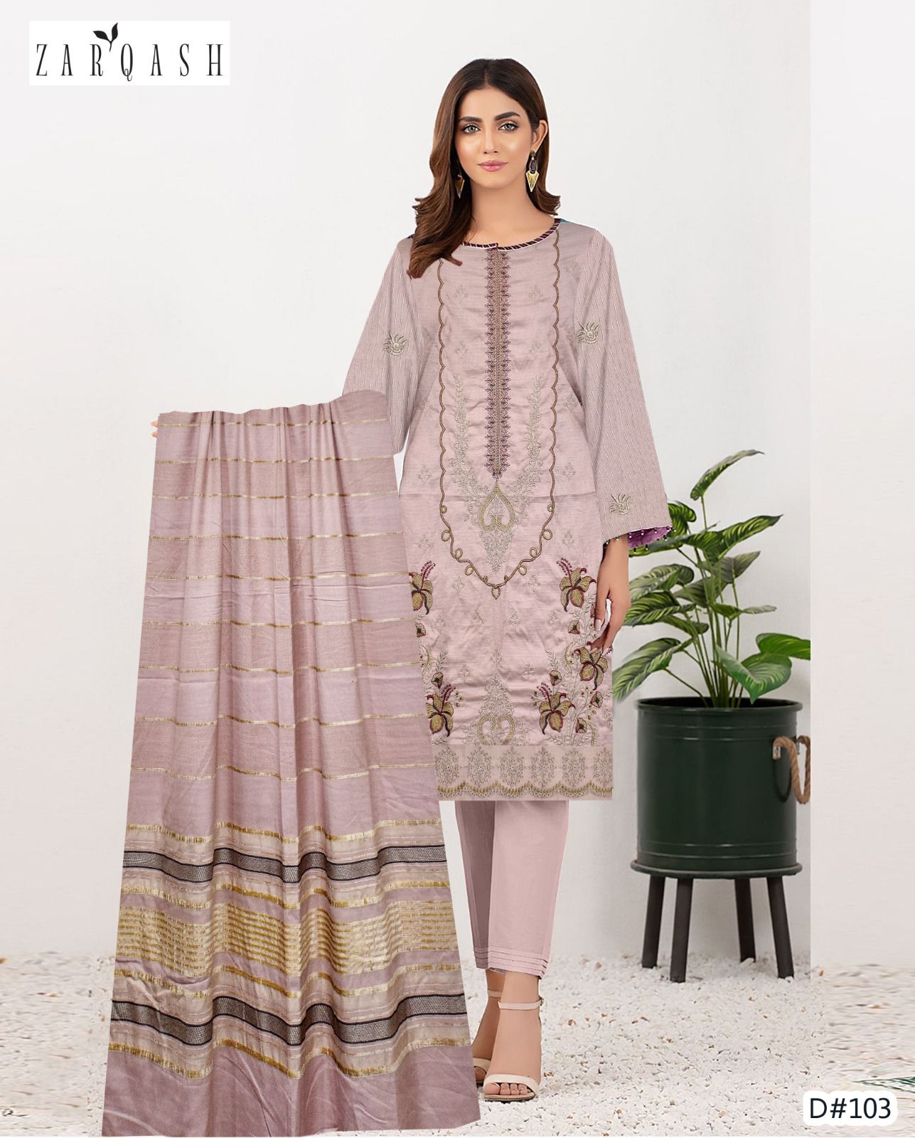 "Premium Winter Embroidery Dress & Shawl Set"UNSTITCHED