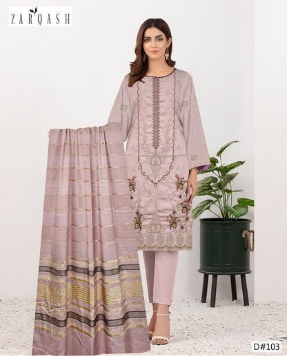 "Premium Winter Embroidery Dress & Shawl Set"UNSTITCHED