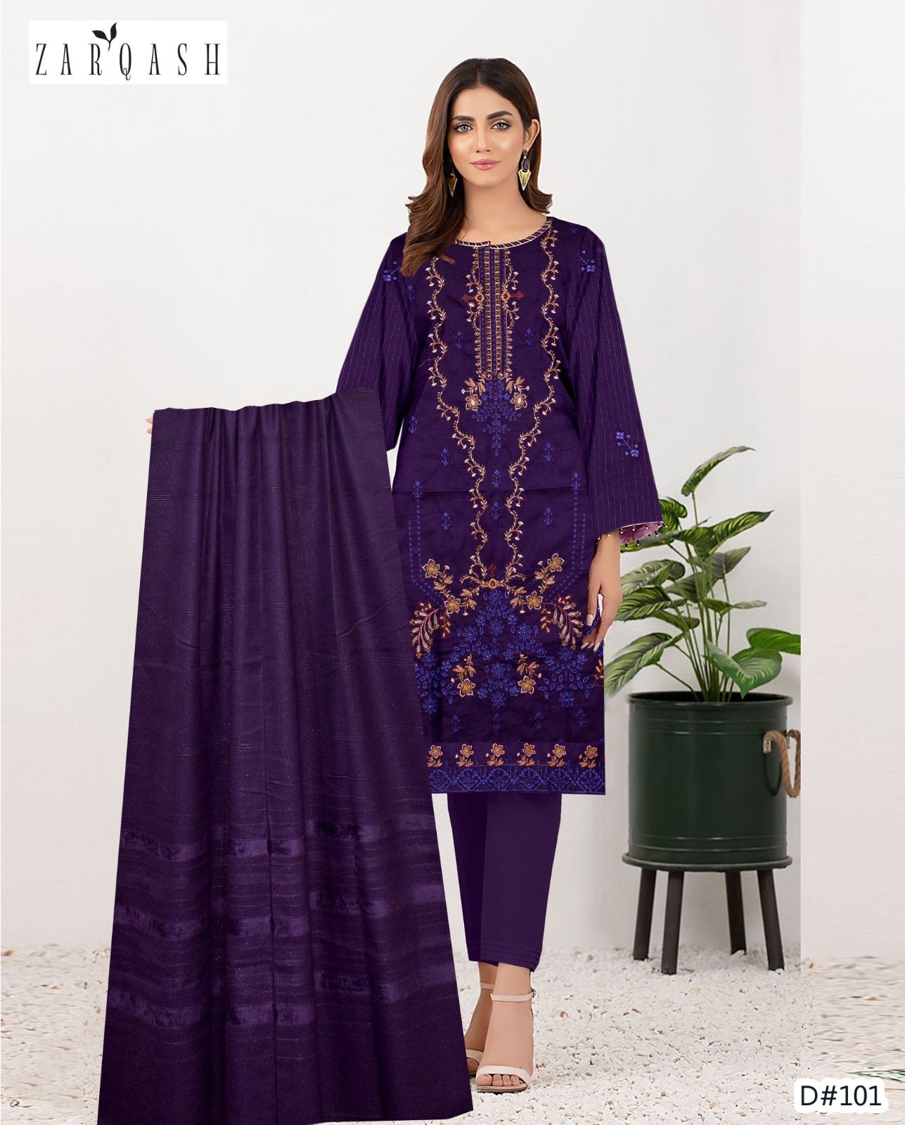 "Premium Winter Embroidery Dress & Shawl Set"UNSTITCHED