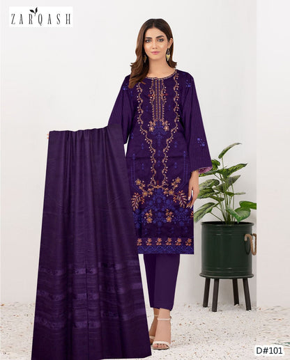 "Premium Winter Embroidery Dress & Shawl Set"UNSTITCHED