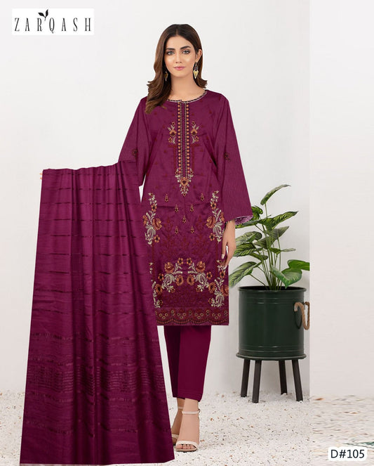 "Premium Winter Embroidery Dress & Shawl Set"UNSTITCHED