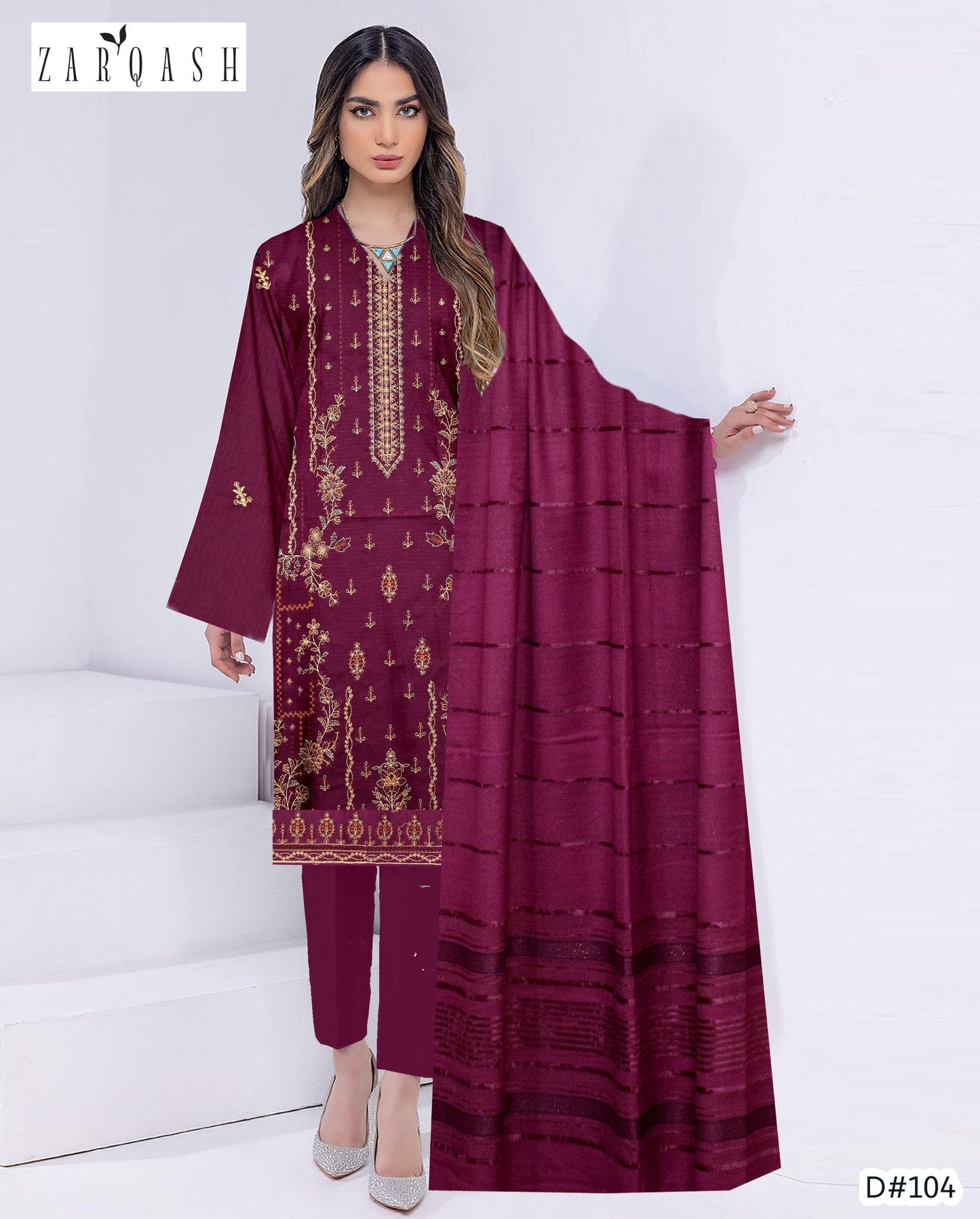 "Premium Winter Embroidery Dress & Shawl Set"UNSTITCHED