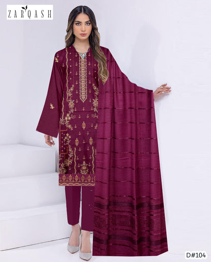 "Premium Winter Embroidery Dress & Shawl Set"UNSTITCHED